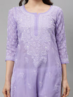 Load image into Gallery viewer, Seva Chikan Hand Embroidered Terivoil Cotton Lucknowi Chikankari Kurta