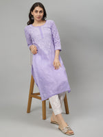 Load image into Gallery viewer, Seva Chikan Hand Embroidered Terivoil Cotton Lucknowi Chikankari Kurta