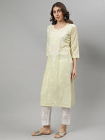 Load image into Gallery viewer, Seva Chikan Hand Embroidered Terivoil Cotton Lucknowi Chikankari Kurta