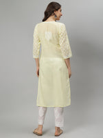 Load image into Gallery viewer, Seva Chikan Hand Embroidered Terivoil Cotton Lucknowi Chikankari Kurta