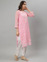 Load image into Gallery viewer, Seva Chikan Hand Embroidered Georgette Lucknowi Chikankari Kurta With Slip
