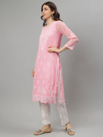 Load image into Gallery viewer, Seva Chikan Hand Embroidered Georgette Lucknowi Chikankari Kurta With Slip