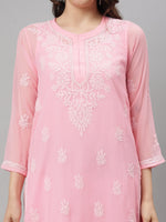 Load image into Gallery viewer, Seva Chikan Hand Embroidered Georgette Lucknowi Chikankari Kurta With Slip