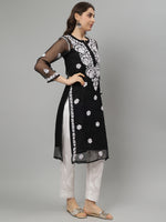 Load image into Gallery viewer, Seva Chikan Hand Embroidered Georgette Lucknowi Chikankari Kurta With Slip