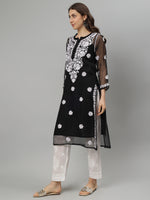 Load image into Gallery viewer, Seva Chikan Hand Embroidered Georgette Lucknowi Chikankari Kurta With Slip