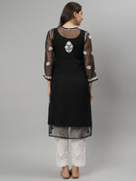 Load image into Gallery viewer, Seva Chikan Hand Embroidered Georgette Lucknowi Chikankari Kurta With Slip