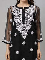 Load image into Gallery viewer, Seva Chikan Hand Embroidered Georgette Lucknowi Chikankari Kurta With Slip