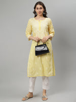 Load image into Gallery viewer, Seva Chikan Hand Embroidered Terivoil Cotton Lucknowi Chikankari Kurta