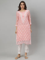 Load image into Gallery viewer, Seva Chikan Hand Embroidered Georgette Lucknowi Chikankari Kurta With Slip