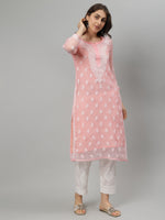 Load image into Gallery viewer, Seva Chikan Hand Embroidered Georgette Lucknowi Chikankari Kurta With Slip