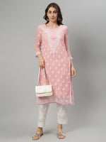 Load image into Gallery viewer, Seva Chikan Hand Embroidered Georgette Lucknowi Chikankari Kurta With Slip