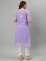 Load image into Gallery viewer, Seva Chikan Hand Embroidered Georgette Lucknowi Chikankari Kurta With Slip
