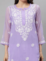 Load image into Gallery viewer, Seva Chikan Hand Embroidered Georgette Lucknowi Chikankari Kurta With Slip