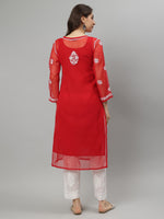 Load image into Gallery viewer, Seva Chikan Hand Embroidered Georgette Lucknowi Chikankari Kurta With Slip
