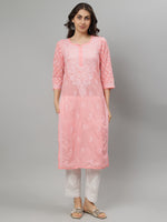 Load image into Gallery viewer, Seva Chikan Hand Embroidered Terivoil Cotton Lucknowi Chikankari Kurta