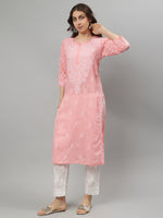 Load image into Gallery viewer, Seva Chikan Hand Embroidered Terivoil Cotton Lucknowi Chikankari Kurta