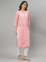 Load image into Gallery viewer, Seva Chikan Hand Embroidered Terivoil Cotton Lucknowi Chikankari Kurta