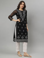 Load image into Gallery viewer, Seva Chikan Hand Embroidered Georgette Lucknowi Chikankari Kurta With Slip
