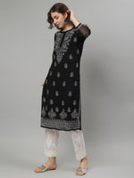 Load image into Gallery viewer, Seva Chikan Hand Embroidered Georgette Lucknowi Chikankari Kurta With Slip
