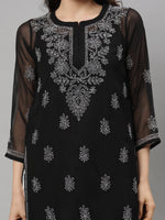 Load image into Gallery viewer, Seva Chikan Hand Embroidered Georgette Lucknowi Chikankari Kurta With Slip