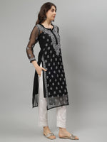 Load image into Gallery viewer, Seva Chikan Hand Embroidered Georgette Lucknowi Chikankari Kurta With Slip
