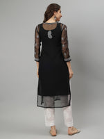 Load image into Gallery viewer, Seva Chikan Hand Embroidered Georgette Lucknowi Chikankari Kurta With Slip