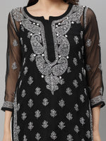 Load image into Gallery viewer, Seva Chikan Hand Embroidered Georgette Lucknowi Chikankari Kurta With Slip
