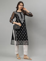 Load image into Gallery viewer, Seva Chikan Hand Embroidered Georgette Lucknowi Chikankari Kurta With Slip