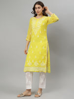 Load image into Gallery viewer, Seva Chikan Hand Embroidered Georgette Lucknowi Chikankari Kurta With Slip