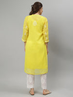 Load image into Gallery viewer, Seva Chikan Hand Embroidered Georgette Lucknowi Chikankari Kurta With Slip