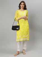 Load image into Gallery viewer, Seva Chikan Hand Embroidered Georgette Lucknowi Chikankari Kurta With Slip