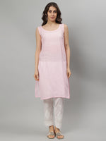 Load image into Gallery viewer, Seva Chikan Hand Embroidered Georgette Lucknowi Chikankari Kurta With Slip