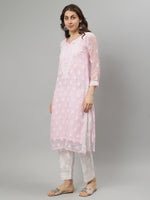 Load image into Gallery viewer, Seva Chikan Hand Embroidered Georgette Lucknowi Chikankari Kurta With Slip