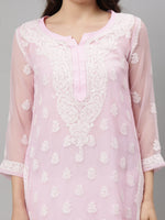 Load image into Gallery viewer, Seva Chikan Hand Embroidered Georgette Lucknowi Chikankari Kurta With Slip