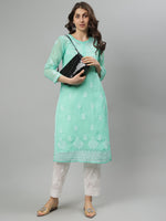 Load image into Gallery viewer, Seva Chikan Hand Embroidered Georgette Lucknowi Chikankari Kurta With Slip