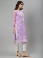 Load image into Gallery viewer, Seva Chikan Hand Embroidered Georgette Lucknowi Chikankari Kurta With Slip