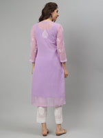 Load image into Gallery viewer, Seva Chikan Hand Embroidered Georgette Lucknowi Chikankari Kurta With Slip