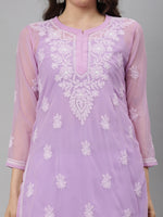 Load image into Gallery viewer, Seva Chikan Hand Embroidered Georgette Lucknowi Chikankari Kurta With Slip