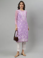 Load image into Gallery viewer, Seva Chikan Hand Embroidered Georgette Lucknowi Chikankari Kurta With Slip