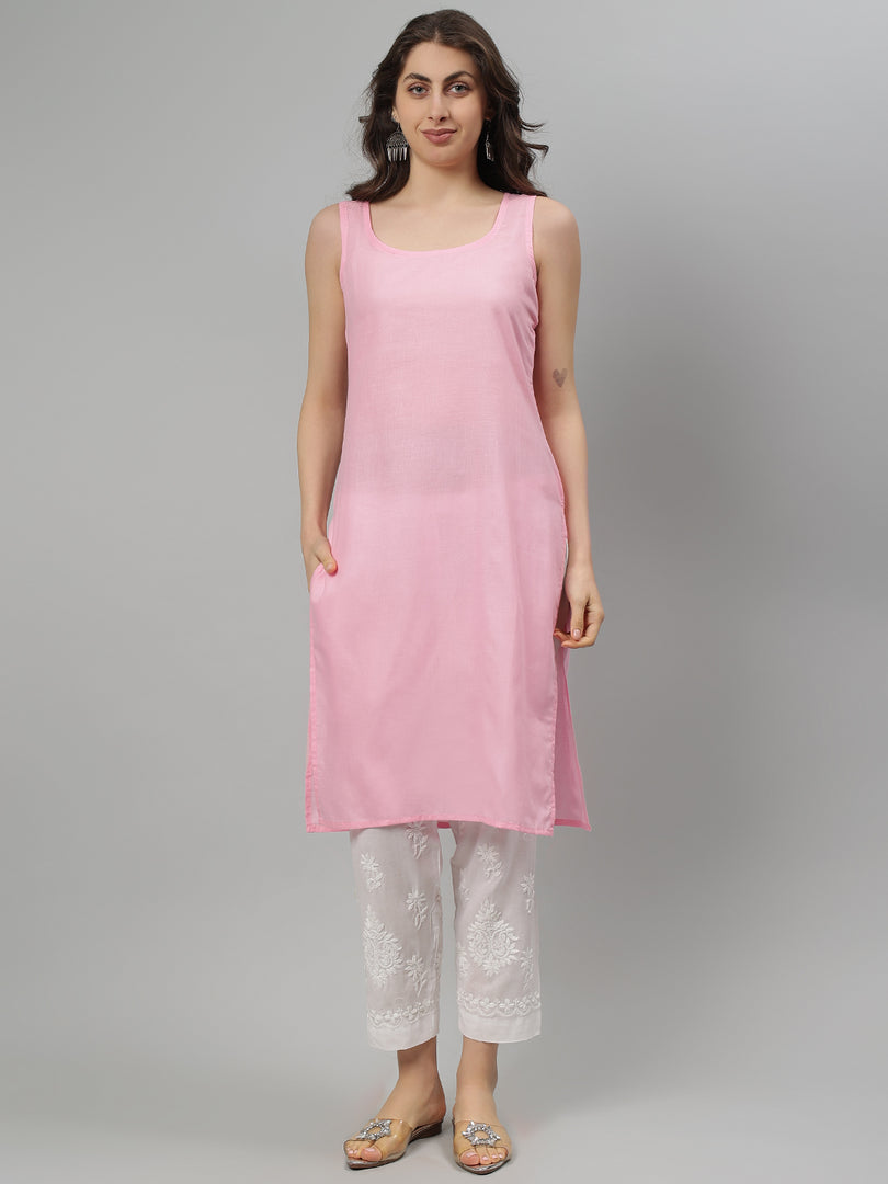 Seva Chikan Hand Embroidered Georgette Lucknowi Chikankari Kurta With Slip