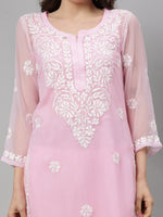 Load image into Gallery viewer, Seva Chikan Hand Embroidered Georgette Lucknowi Chikankari Kurta With Slip