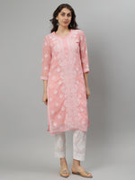 Load image into Gallery viewer, Seva Chikan Hand Embroidered Georgette Lucknowi Chikankari Kurta With Slip