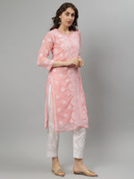 Load image into Gallery viewer, Seva Chikan Hand Embroidered Georgette Lucknowi Chikankari Kurta With Slip