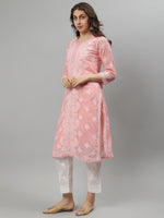 Load image into Gallery viewer, Seva Chikan Hand Embroidered Georgette Lucknowi Chikankari Kurta With Slip