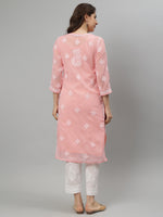 Load image into Gallery viewer, Seva Chikan Hand Embroidered Georgette Lucknowi Chikankari Kurta With Slip