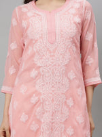Load image into Gallery viewer, Seva Chikan Hand Embroidered Georgette Lucknowi Chikankari Kurta With Slip