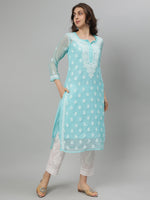 Load image into Gallery viewer, Seva Chikan Hand Embroidered Georgette Lucknowi Chikankari Kurta With Slip