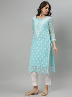 Load image into Gallery viewer, Seva Chikan Hand Embroidered Georgette Lucknowi Chikankari Kurta With Slip