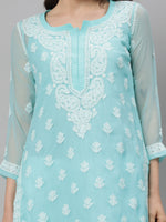 Load image into Gallery viewer, Seva Chikan Hand Embroidered Georgette Lucknowi Chikankari Kurta With Slip