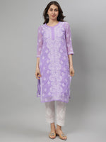 Load image into Gallery viewer, Seva Chikan Hand Embroidered Georgette Lucknowi Chikankari Kurta With Slip